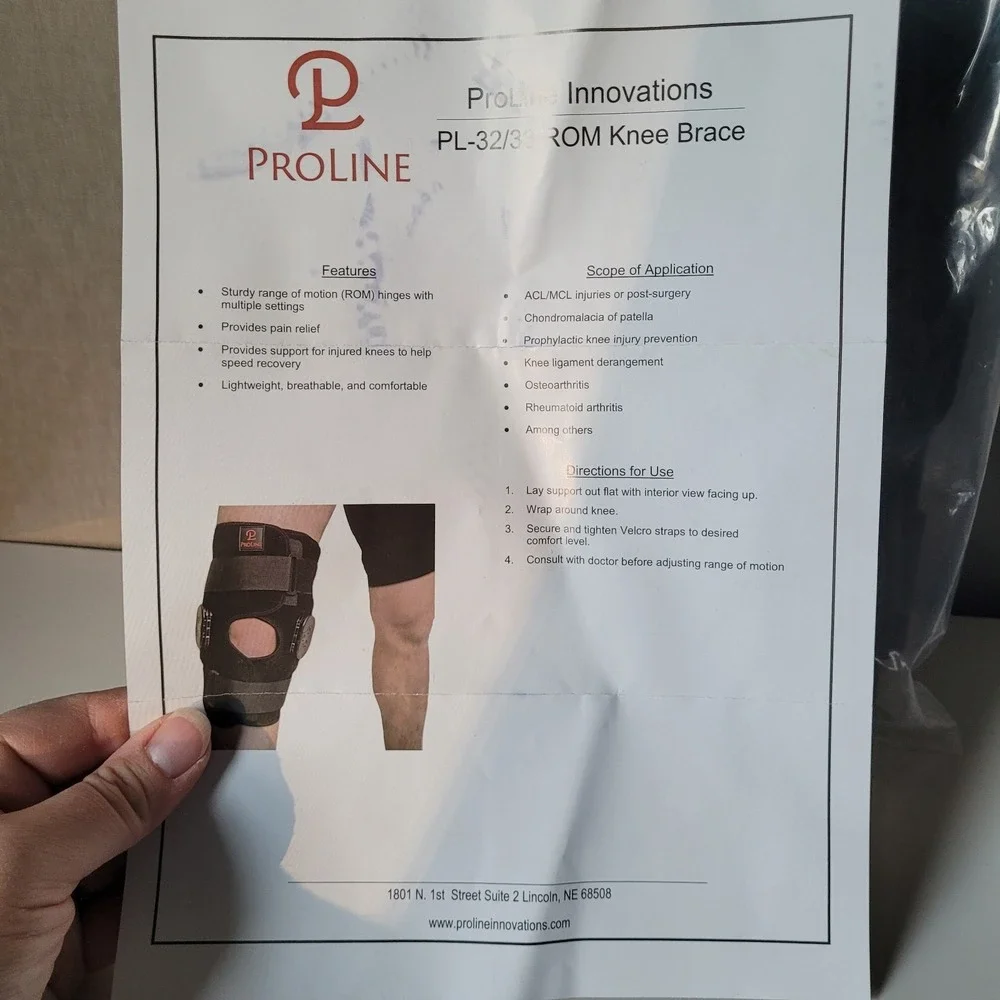ProLine PL-32/33 Hinged ROM Knee Brace Adjustable Range of Motion New- Package